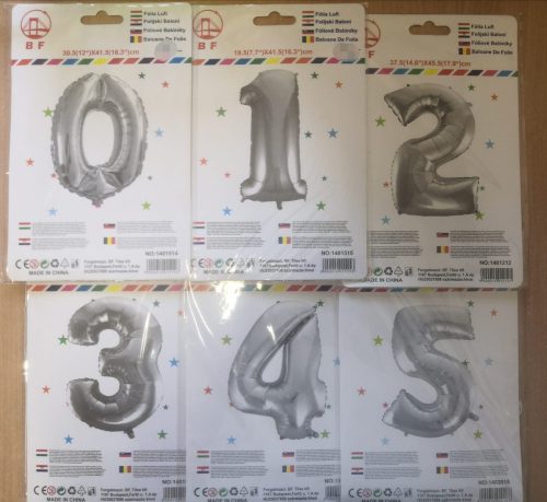 Fólia lufi számos, ezüst 45 cm