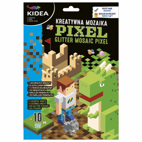 Mozaikkép készítő szett színezhető lapokkal, 5 lap, Minecraft Pixel, Kidea 