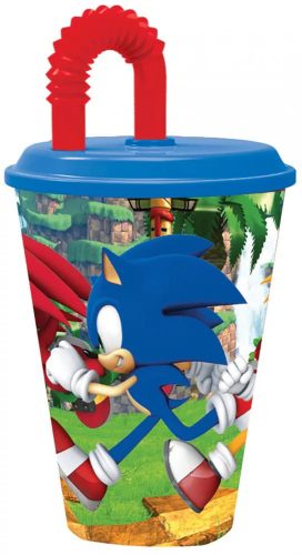 Sonic, a sündisznó Speedy szívószálas pohár, műanyag 430 ml 