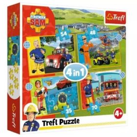   Trefl: Sam, a bátor tűzoltó 4 az 1-ben puzzle - 35, 48, 54, 70 darabos