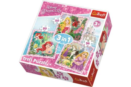 Trefl  - Disney Hercegnők és a kiskedvenceik - 3 az 1-ben (20, 36, 50 db-os) puzzle