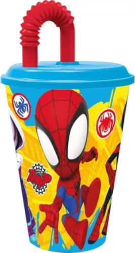 Pókember Spidey szívószálas pohár, műanyag 430 ml 