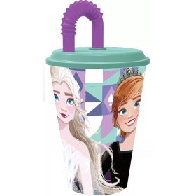   Disney Jégvarázs Ice Magic szívószálas pohár, műanyag 430 ml 