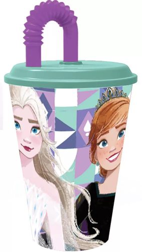 Disney Jégvarázs Ice Magic szívószálas pohár, műanyag 430 ml 