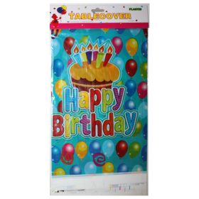   Party asztalterítő, 180*110, happy birthday, lufis, világoskék