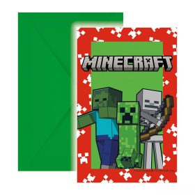 Minecraft Green party meghívó 6 db-os FSC