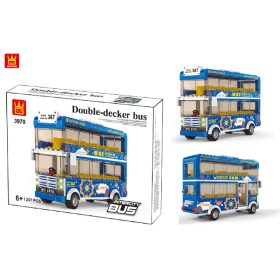   WANGE® 3970 | készségfejlesztő építőjáték | 257 db építőkocka | Kétszintes kék busz