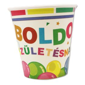 Papír pohár -BSZN, lufis, színes, 2 dl, 8 db/cs