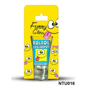 Neves pálinkás pohár 0,75 ml - Boldog Szülinapot kék