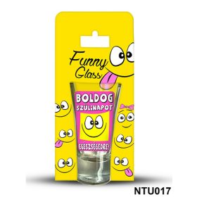 Neves pálinkás pohár 0,75 ml - Boldog Szülinapot pink