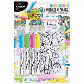   Színezhető ablakmatrica készlet 4 db filctollal, 3 minta/szett, állatos, Kidea 