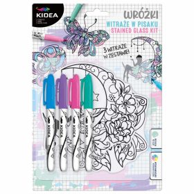   Színezhető ablakmatrica készlet 4 db filctollal, 3 minta/szett, lányos, Kidea 