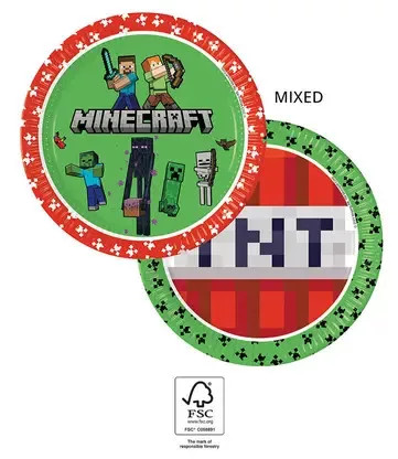 Minecraft Green papírtányér 8 db-os 23 cm FSC 