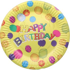 Papír tányér -sárga, lufis 10 db/cs