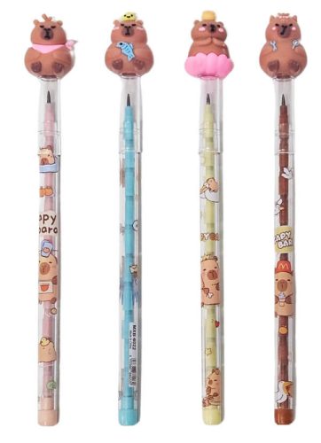  Kapibara tolóbetétes ceruza, 4 féle figurával 