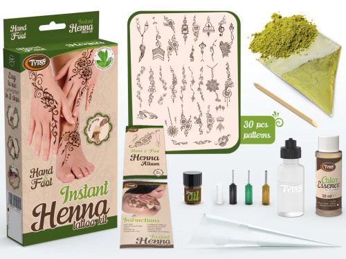 TyToo Instant Henna Szett Kéz és Láb mintákkal és olajjal