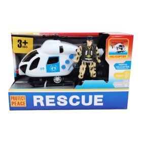 Helikopter, elemes, figurával