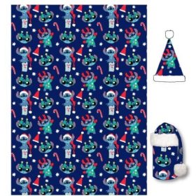   Disney Lilo és Stitch, A csillagkutya Holiday Karácsonyi flanel takaró és sapka szett 