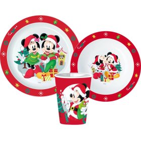   Disney Minnie and Mickey Karácsonyi étkészlet, micro műanyag szett, pohárral 260 ml 